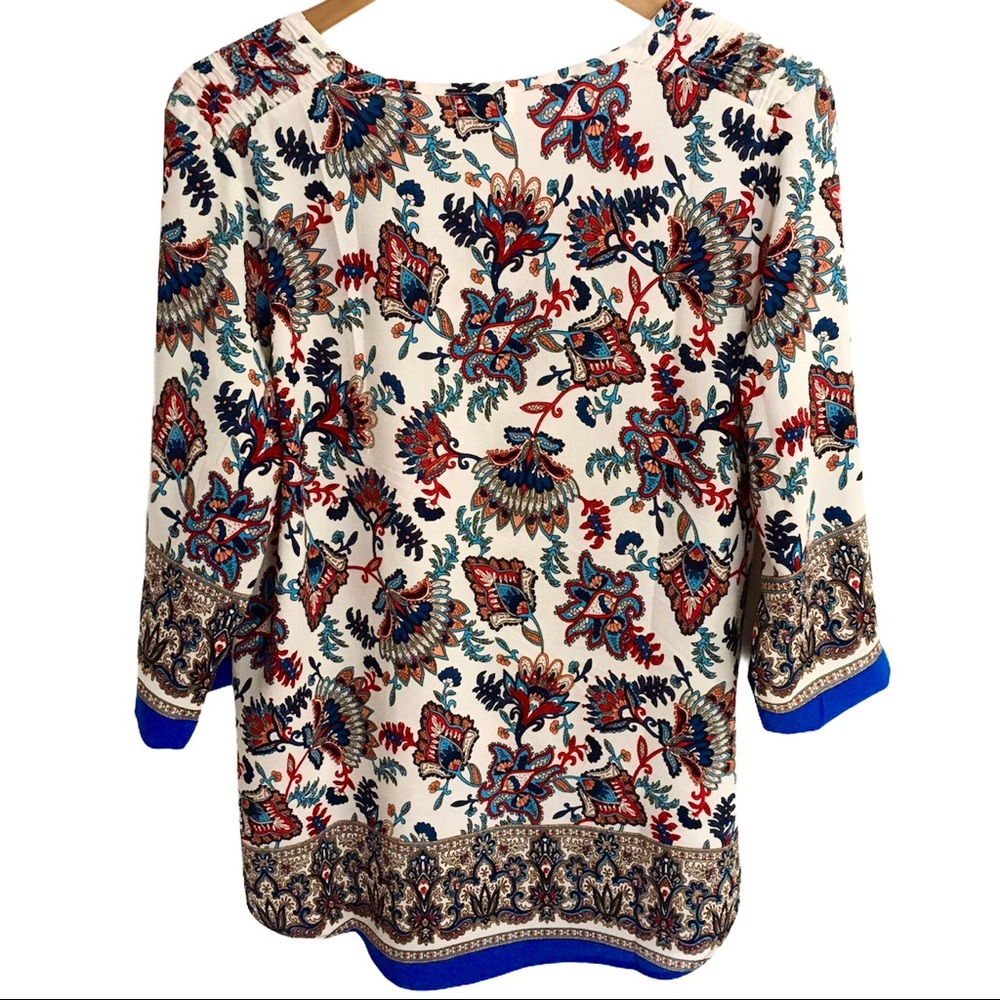 $10 Clearance Antilia Femme Boho Tunic Top Floral Paisley | M - Picture 3 of 8